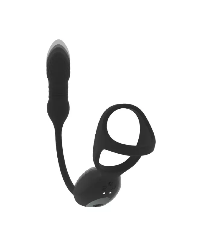 Cockring vibrant Tri O Levelz by Shots avec stimulateur de prostate en silicone noir-4