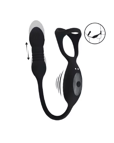 Cockring vibrant Tri O Levelz by Shots avec stimulateur de prostate en silicone noir-7