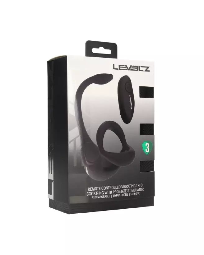 Cockring vibrant Tri O Levelz by Shots avec stimulateur de prostate en silicone noir-1