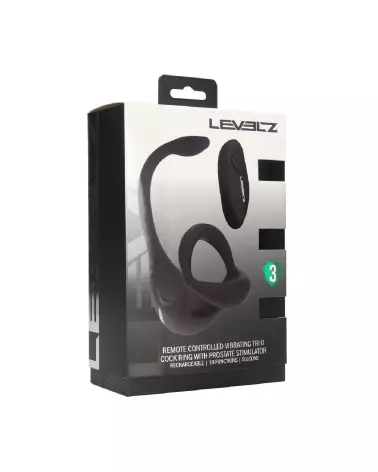 Cockring vibrant Tri O Levelz by Shots avec stimulateur de prostate en silicone noir-1