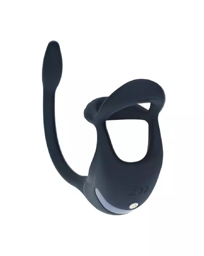 Cockring vibrant Tri O Levelz by Shots avec stimulateur de prostate en silicone noir-4