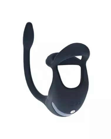Cockring vibrant Tri O Levelz by Shots avec stimulateur de prostate en silicone noir-4