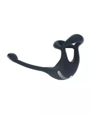 Cockring vibrant Tri O Levelz by Shots avec stimulateur de prostate en silicone noir-6
