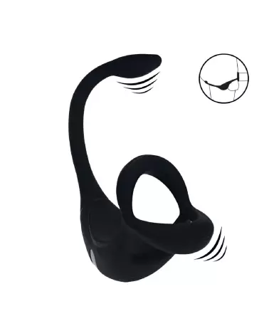 Cockring vibrant Tri O Levelz by Shots avec stimulateur de prostate en silicone noir-7