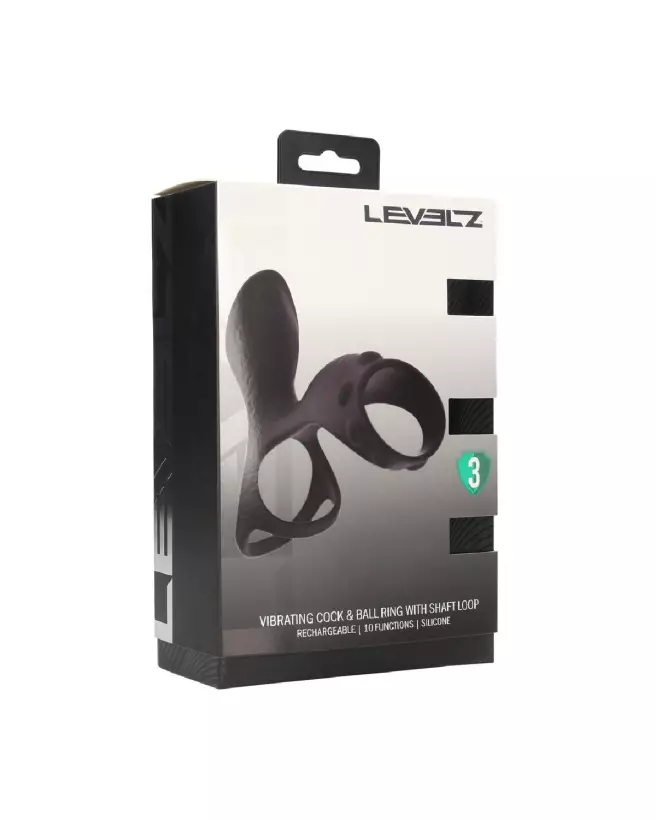 Anneau vibrant en silicone noir Levelz by Shots pour pénis et testicules avec boucle ajustable-1