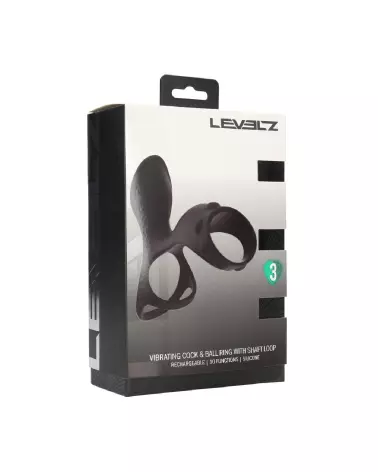 Anneau vibrant en silicone noir Levelz by Shots pour pénis et testicules avec boucle ajustable-1