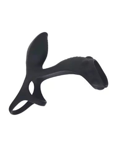 Anneau vibrant en silicone noir Levelz by Shots pour pénis et testicules avec boucle ajustable-3