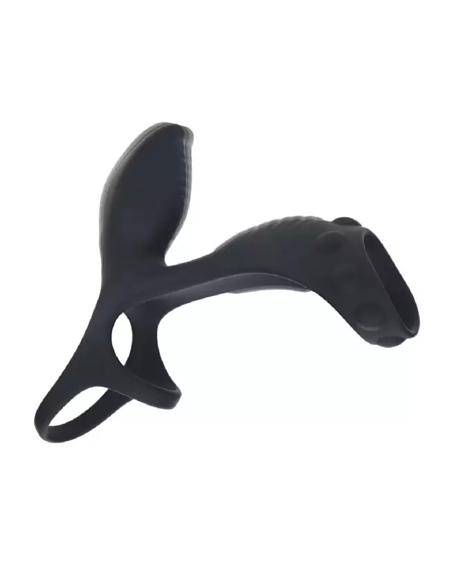Anneau vibrant en silicone noir Levelz by Shots pour pénis et testicules avec boucle ajustable-5
