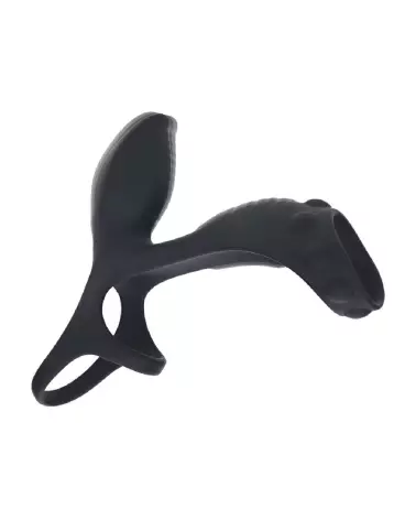 Anneau vibrant en silicone noir Levelz by Shots pour pénis et testicules avec boucle ajustable-5