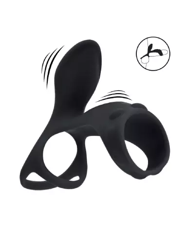 Anneau vibrant en silicone noir Levelz by Shots pour pénis et testicules avec boucle ajustable-7