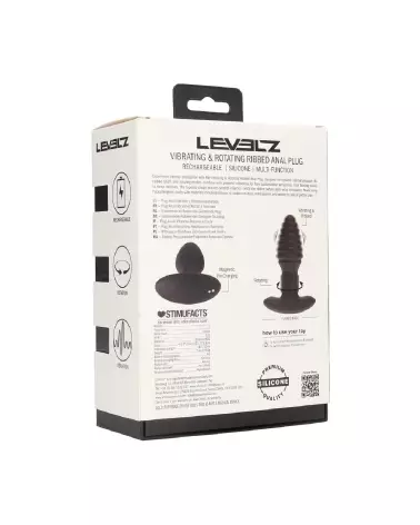 Plug anal vibrant ribbé Levelz by Shots en silicone noir-2