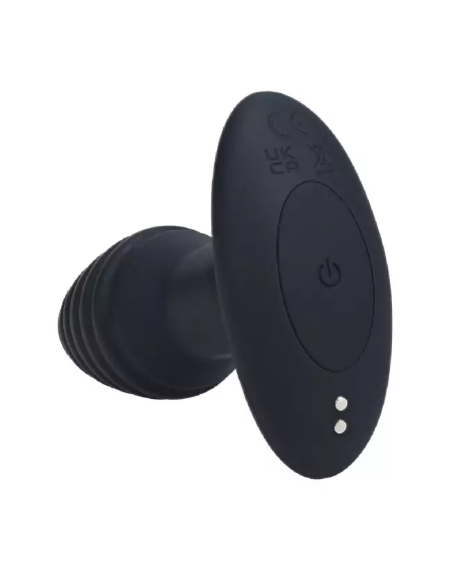 Plug anal vibrant ribbé Levelz by Shots en silicone noir-3