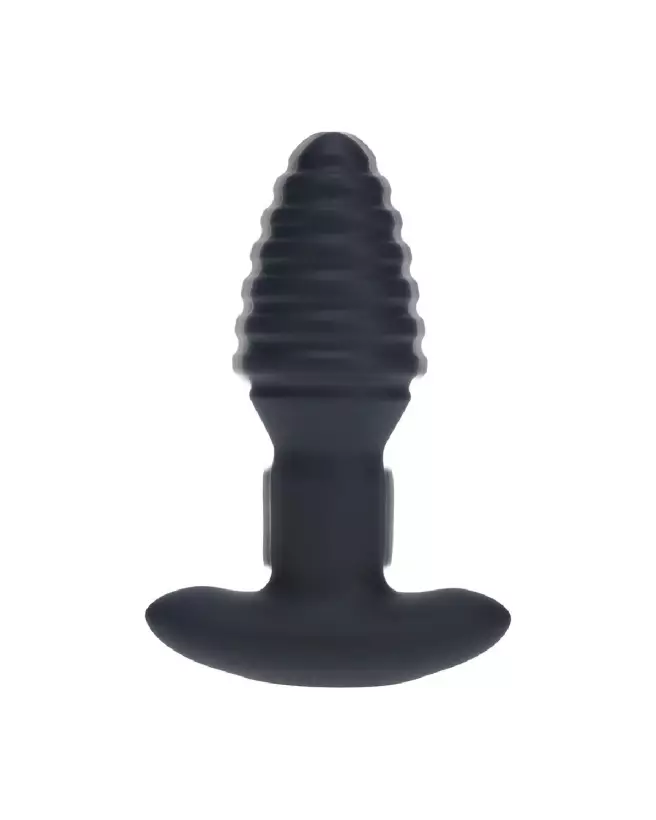 Plug anal vibrant ribbé Levelz by Shots en silicone noir-4