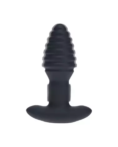 Plug anal vibrant ribbé Levelz by Shots en silicone noir-4