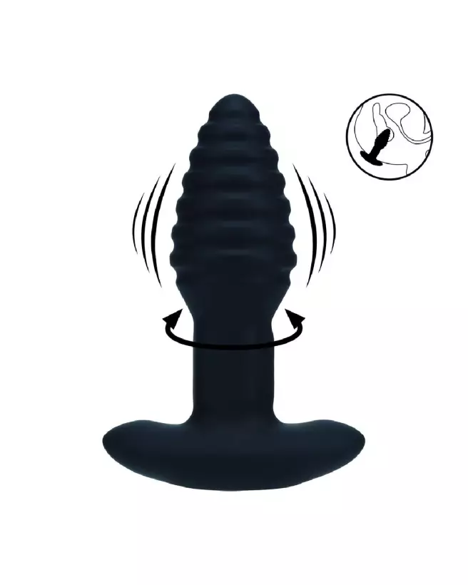 Plug anal vibrant ribbé Levelz by Shots en silicone noir-7