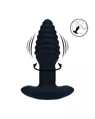 Plug anal vibrant ribbé Levelz by Shots en silicone noir-7