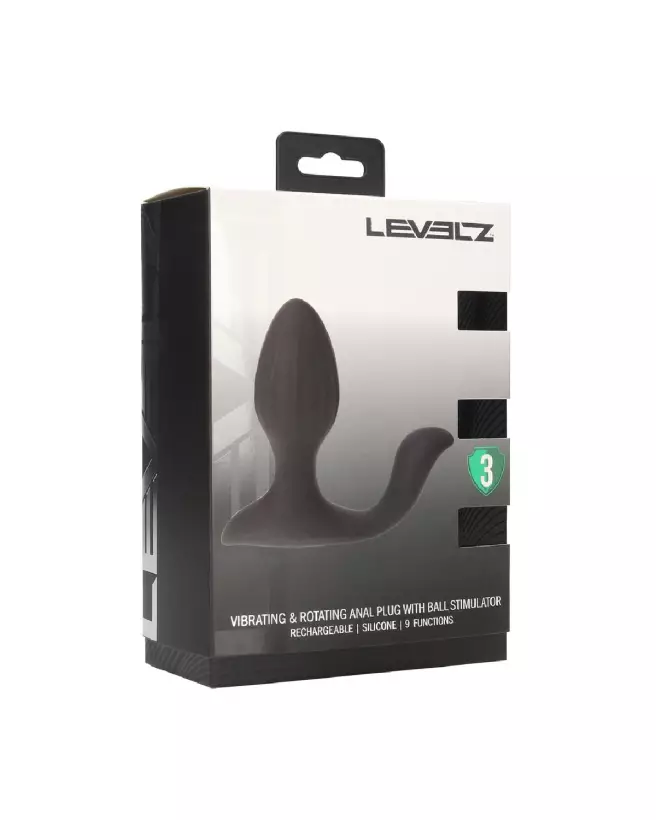 Plug anal vibrant et rotatif Levelz by Shots avec stimulateur à boule en silicone noir-1