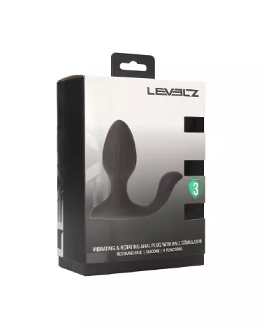 Plug anal vibrant et rotatif Levelz by Shots avec stimulateur à boule en silicone noir-1