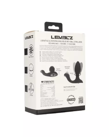 Plug anal vibrant et rotatif Levelz by Shots avec stimulateur à boule en silicone noir-2
