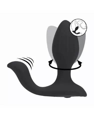 Plug anal vibrant et rotatif Levelz by Shots avec stimulateur à boule en silicone noir-7
