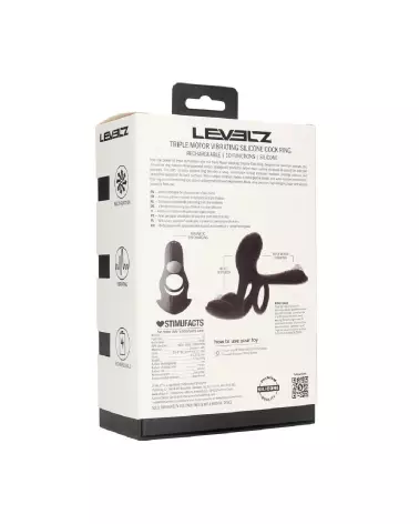Cockring vibrant noir Levelz by Shots avec triple moteur en silicone-2