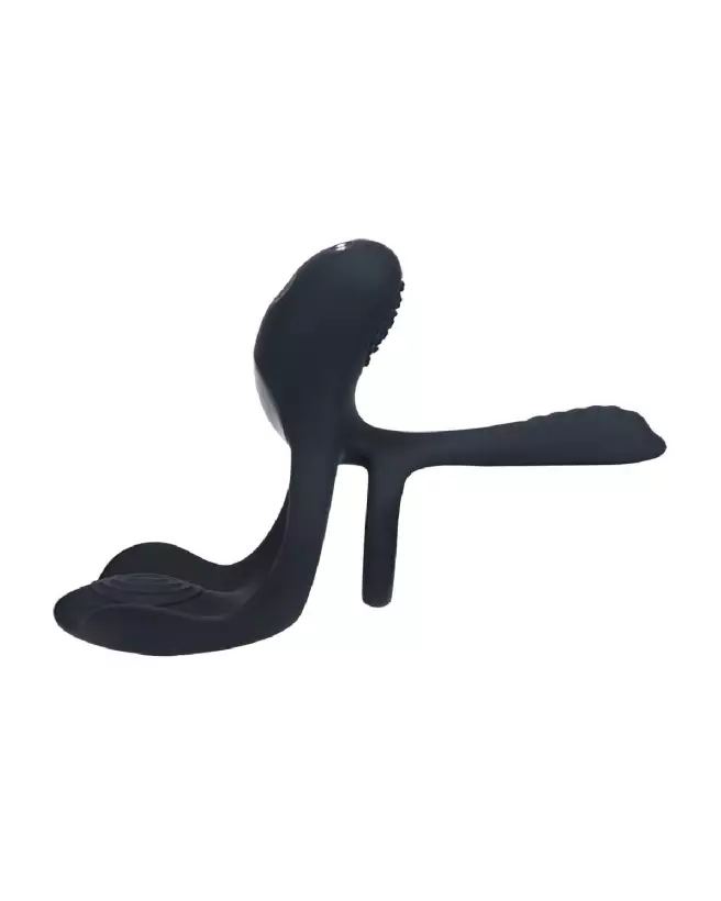 Cockring vibrant noir Levelz by Shots avec triple moteur en silicone-4