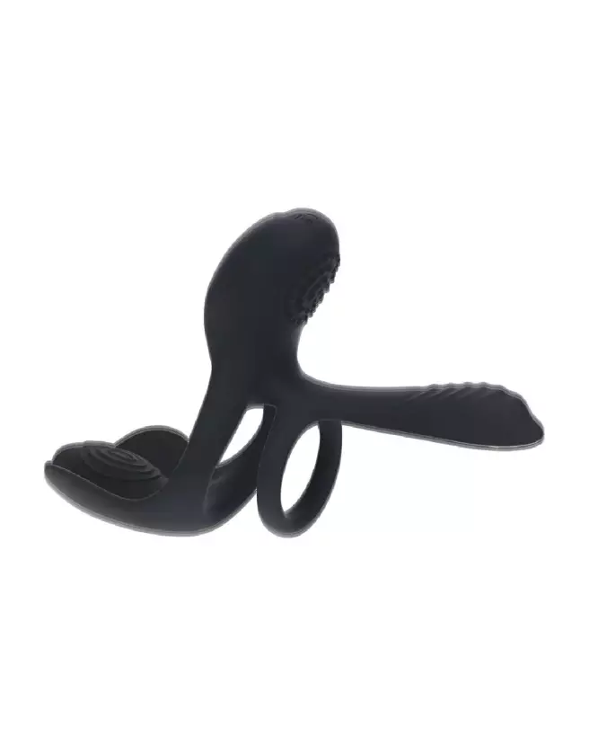 Cockring vibrant noir Levelz by Shots avec triple moteur en silicone-5