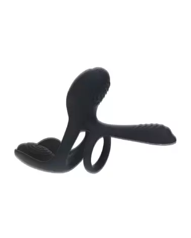 Cockring vibrant noir Levelz by Shots avec triple moteur en silicone-5