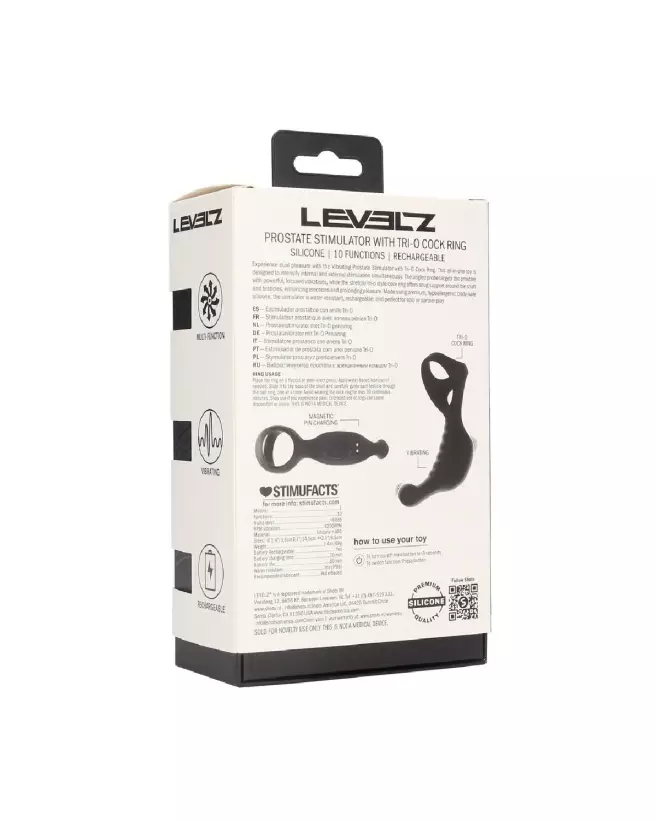 Stimulateur prostatique vibrant Tri O Levelz by Shots avec cockring en silicone noir-2