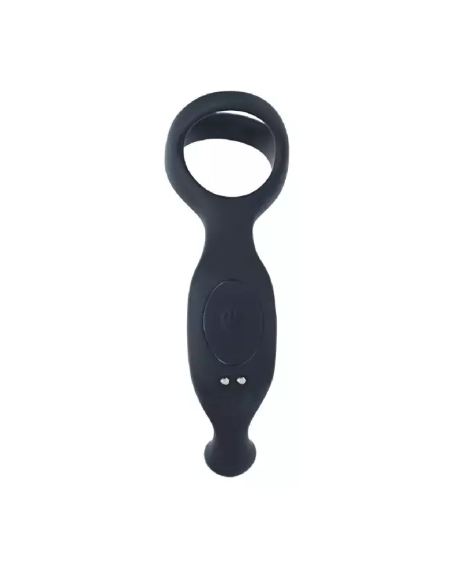 Stimulateur prostatique vibrant Tri O Levelz by Shots avec cockring en silicone noir-3