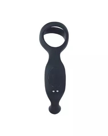 Stimulateur prostatique vibrant Tri O Levelz by Shots avec cockring en silicone noir-3