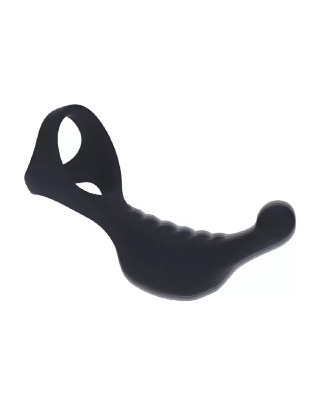 Stimulateur prostatique vibrant Tri O Levelz by Shots avec cockring en silicone noir-4