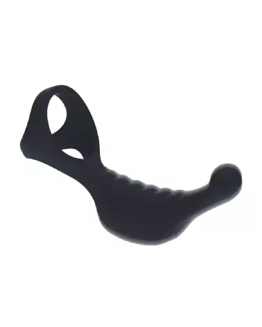 Stimulateur prostatique vibrant Tri O Levelz by Shots avec cockring en silicone noir-4