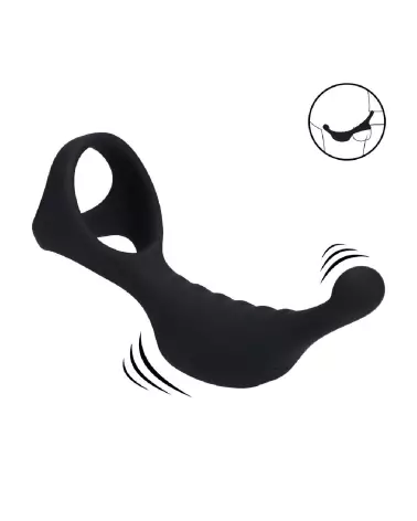Stimulateur prostatique vibrant Tri O Levelz by Shots avec cockring en silicone noir-7