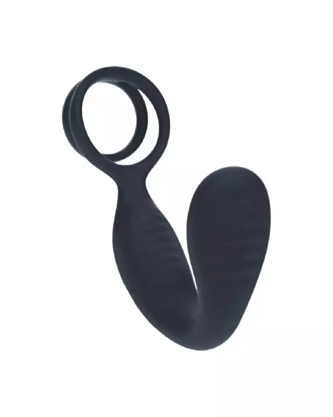 Stimulateur prostatique vibrant Levelz by Shots avec anneau pour pénis et testicules en silicone noir-3