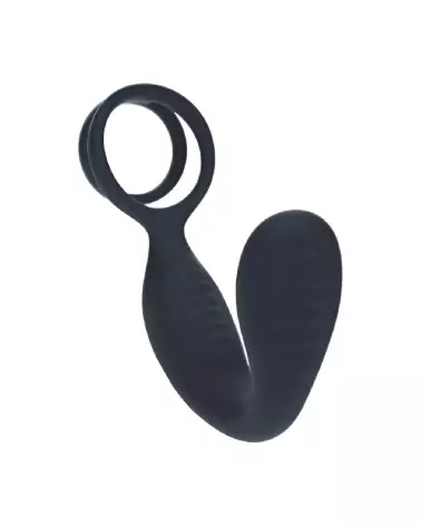 Stimulateur prostatique vibrant Levelz by Shots avec anneau pour pénis et testicules en silicone noir-3