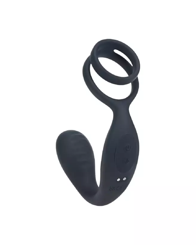 Stimulateur prostatique vibrant Levelz by Shots avec anneau pour pénis et testicules en silicone noir-5