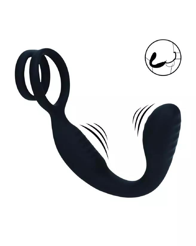 Stimulateur prostatique vibrant Levelz by Shots avec anneau pour pénis et testicules en silicone noir-7