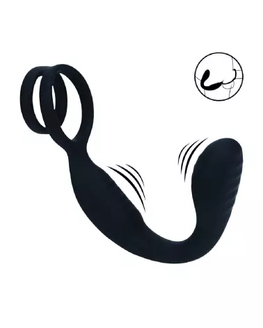 Stimulateur prostatique vibrant Levelz by Shots avec anneau pour pénis et testicules en silicone noir-7