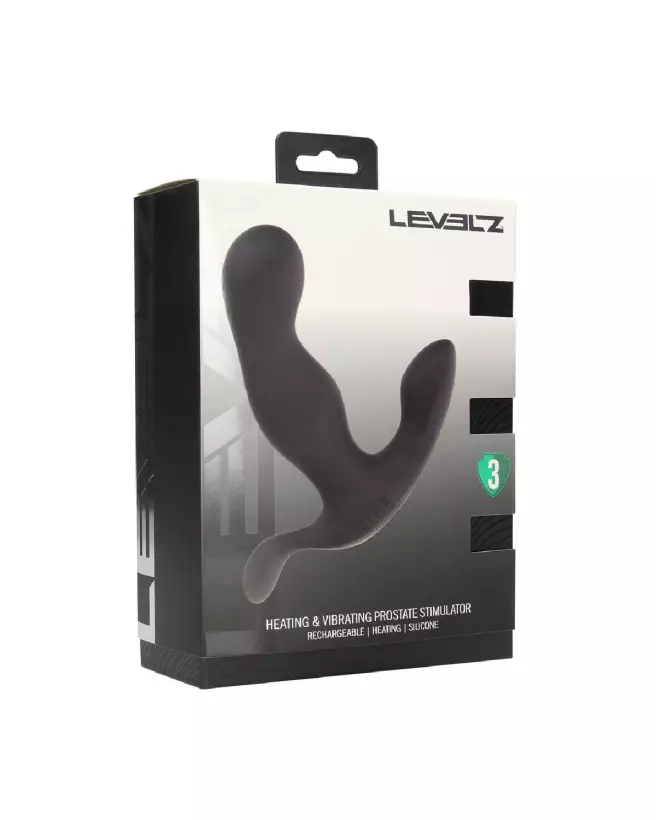 Stimulateur prostatique chauffant vibrant Levelz by Shots silicone noir-1