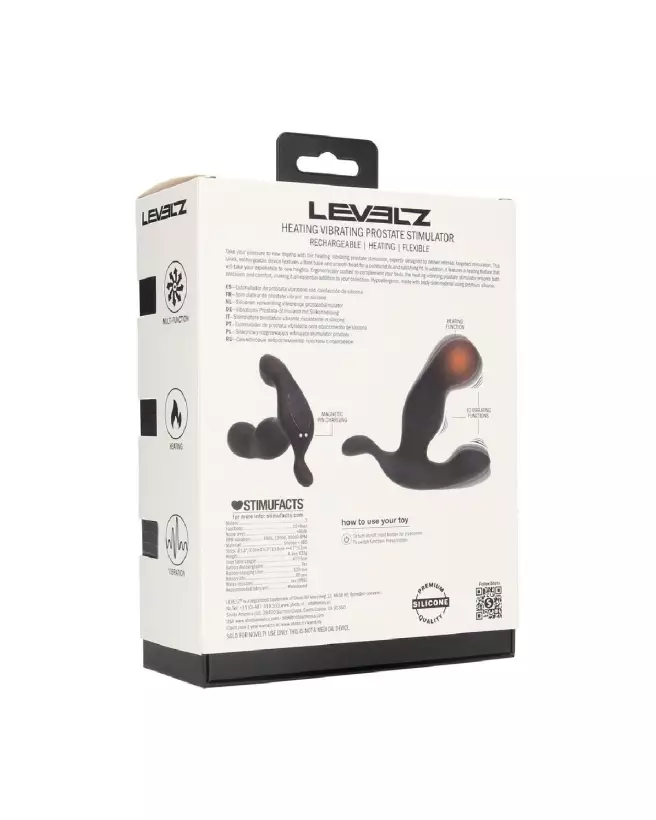 Stimulateur prostatique chauffant vibrant Levelz by Shots silicone noir-2