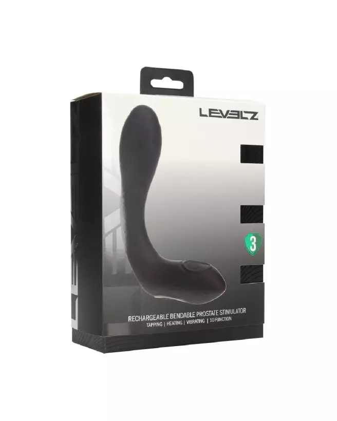 Stimulateur prostatique vibrant chauffant Levelz by Shots en silicone noir-1