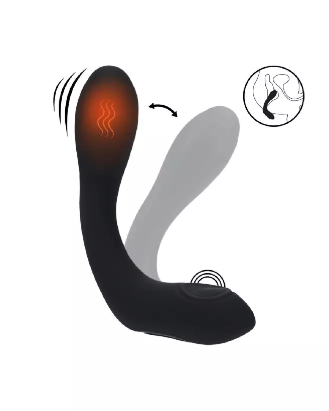 Stimulateur prostatique vibrant chauffant Levelz by Shots en silicone noir-7