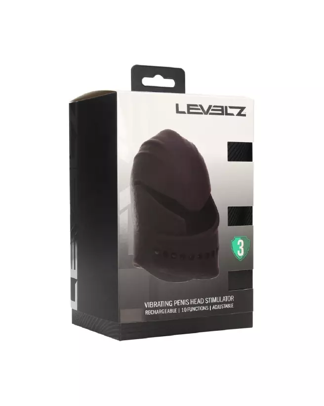 Stimulateur de tête de pénis vibrant noir Levelz by Shots en silicone ajustable-1