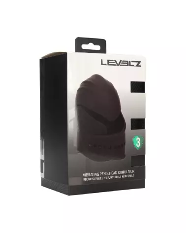 Stimulateur de tête de pénis vibrant noir Levelz by Shots en silicone ajustable-1