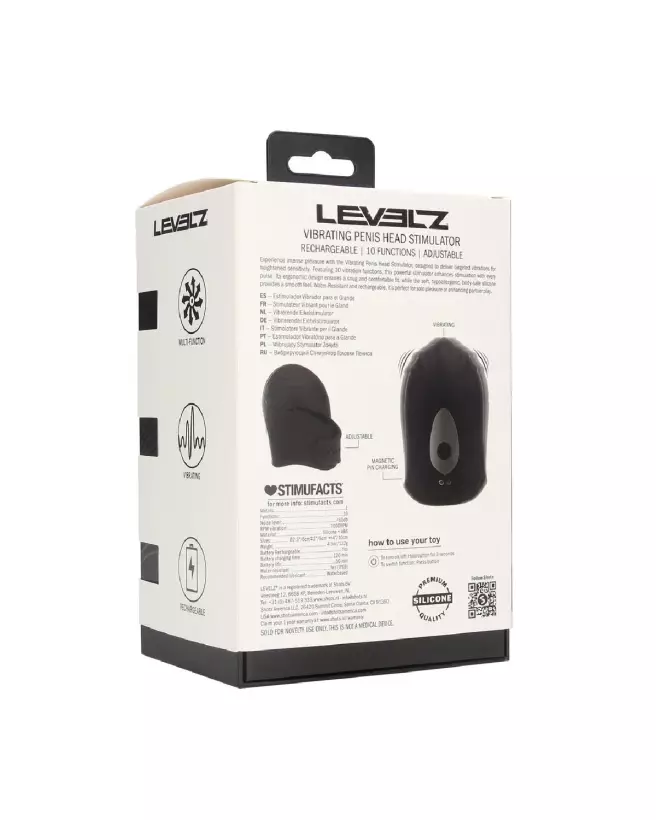 Stimulateur de tête de pénis vibrant noir Levelz by Shots en silicone ajustable-2