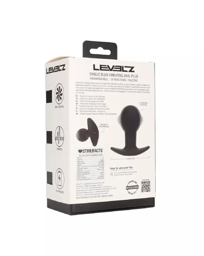 Plug anal vibrant en silicone noir Levelz by Shots, stimulation et confort optimal-2