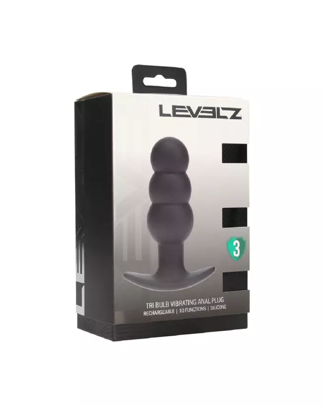 Image Plug Anal Vibrant Tri Bulb Levelz by Shots - Silicone Noir Confort et Stimulation-1