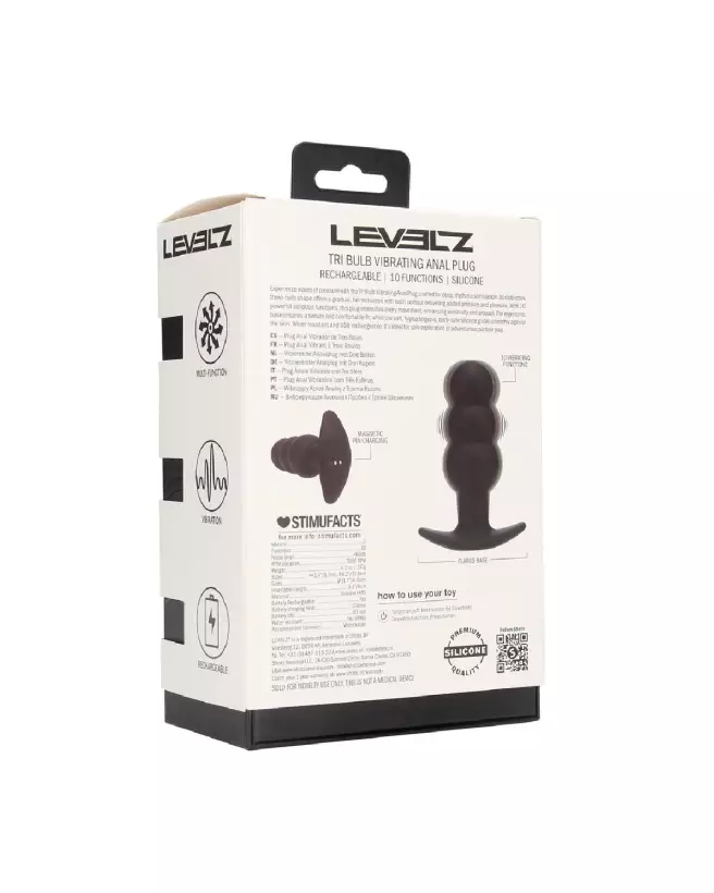 Image Plug Anal Vibrant Tri Bulb Levelz by Shots - Silicone Noir Confort et Stimulation-2