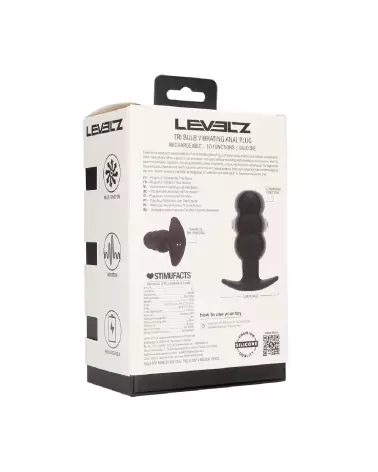 Image Plug Anal Vibrant Tri Bulb Levelz by Shots - Silicone Noir Confort et Stimulation-2